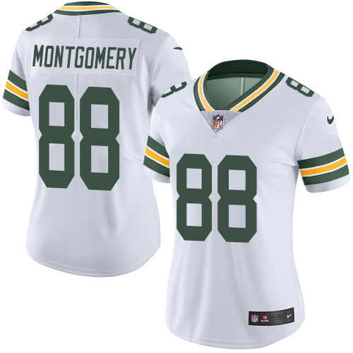 Women's Limited Ty Montgomery Nike Jersey White - #88 Rush NFL Green Bay Packers